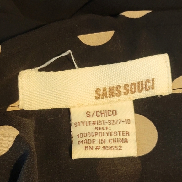 Sans Souci Black Sleeveless High Low Tank Top with Tan Polka Dots Small NWOT - Picture 7 of 7